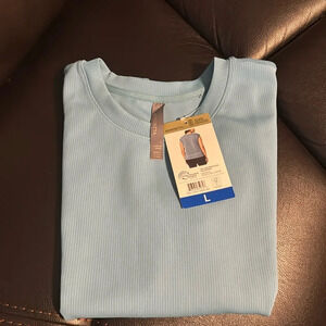 Mondetta Ladies' Soft Ribbed Short Sleeve Active Top, Adriatic Blue Large